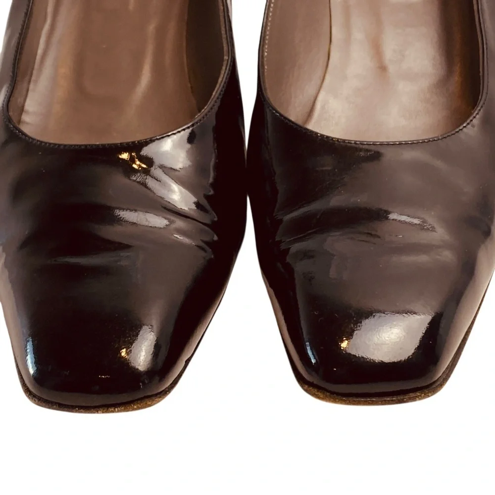BALLY Vintage Women’s Patent Leather Uberta-05 Heels Square Toe In Black Size 8 - Picture 9 of 12